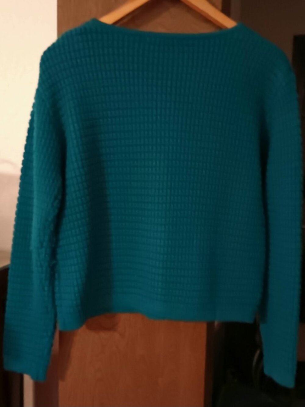 PrettyGarden Teal Textured Knit Cardigan Sweater, metal buttons, Sz Sm - Picture 3 of 3